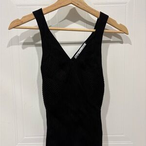 Zara Black Ribbed V-Neck Tank Dress